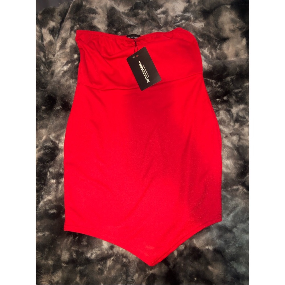 Strapless red dress